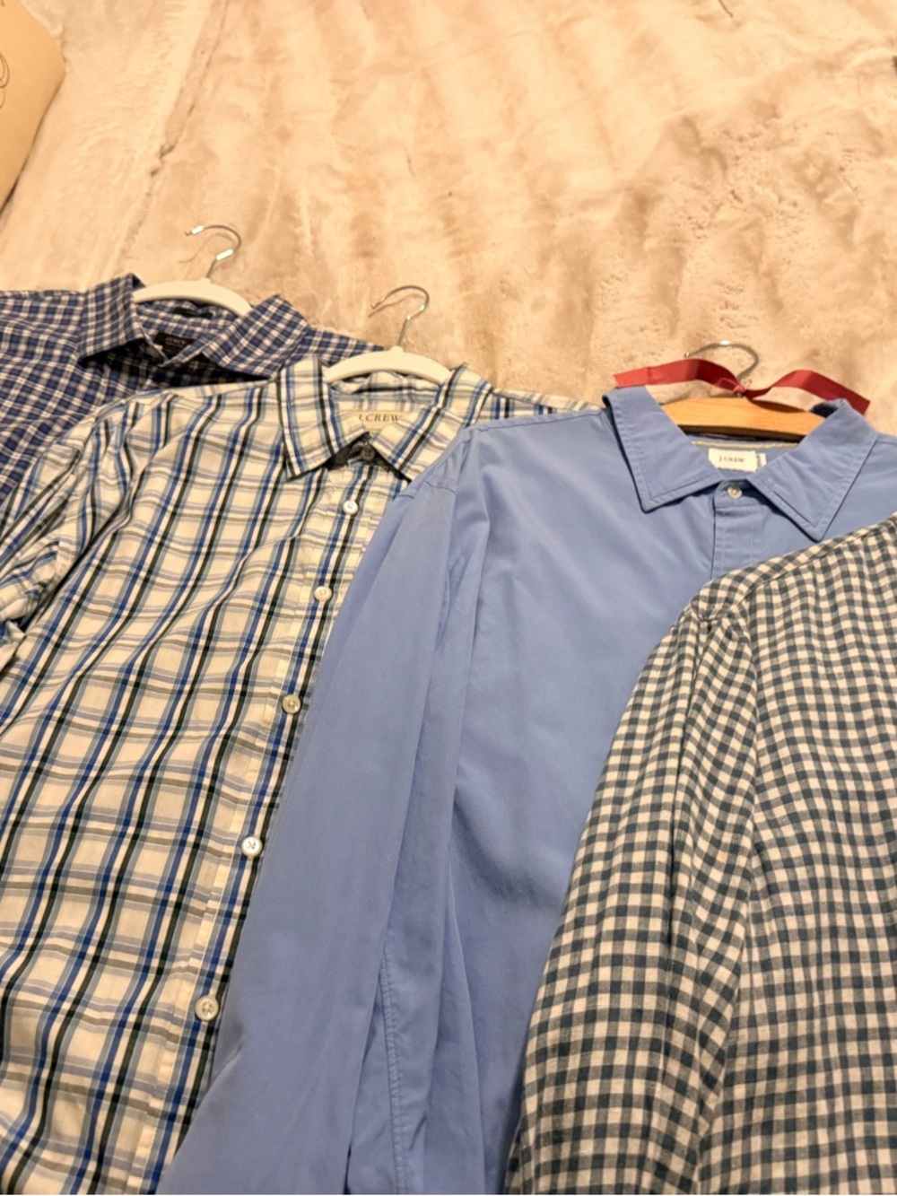 J. Crew Men's Light Blue and Blue Plaid Button-Down Shirts Set